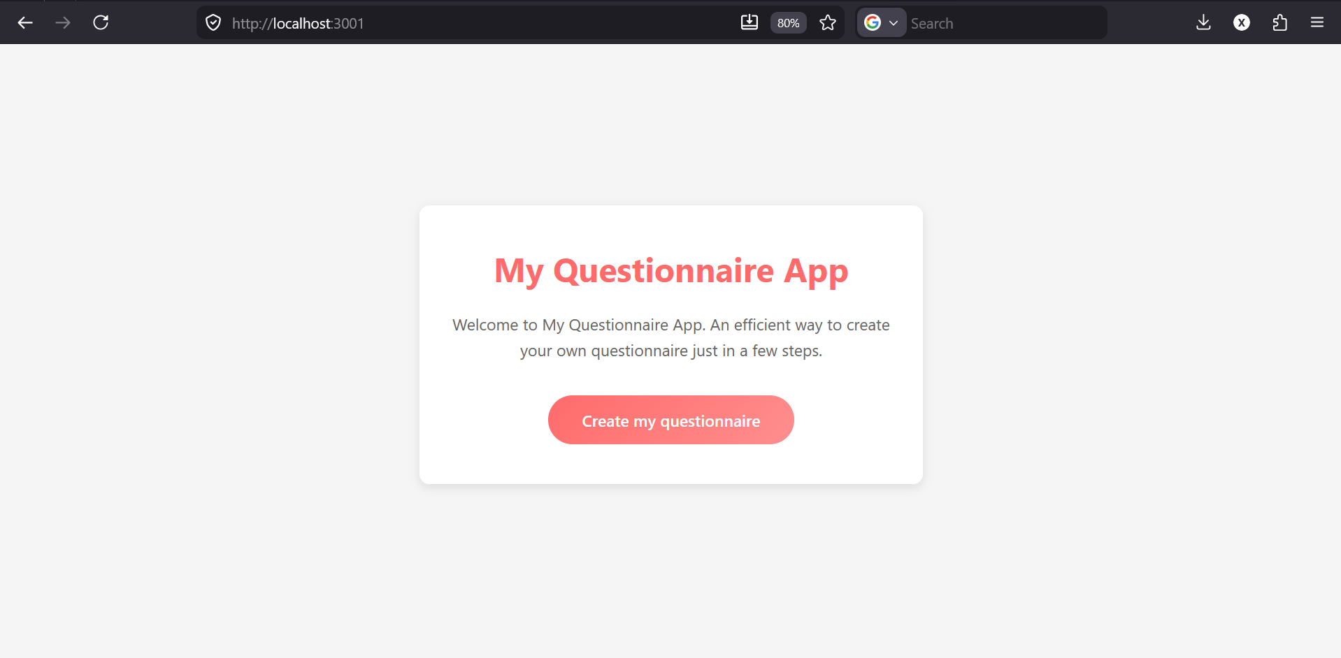 Questionnaire Home Page